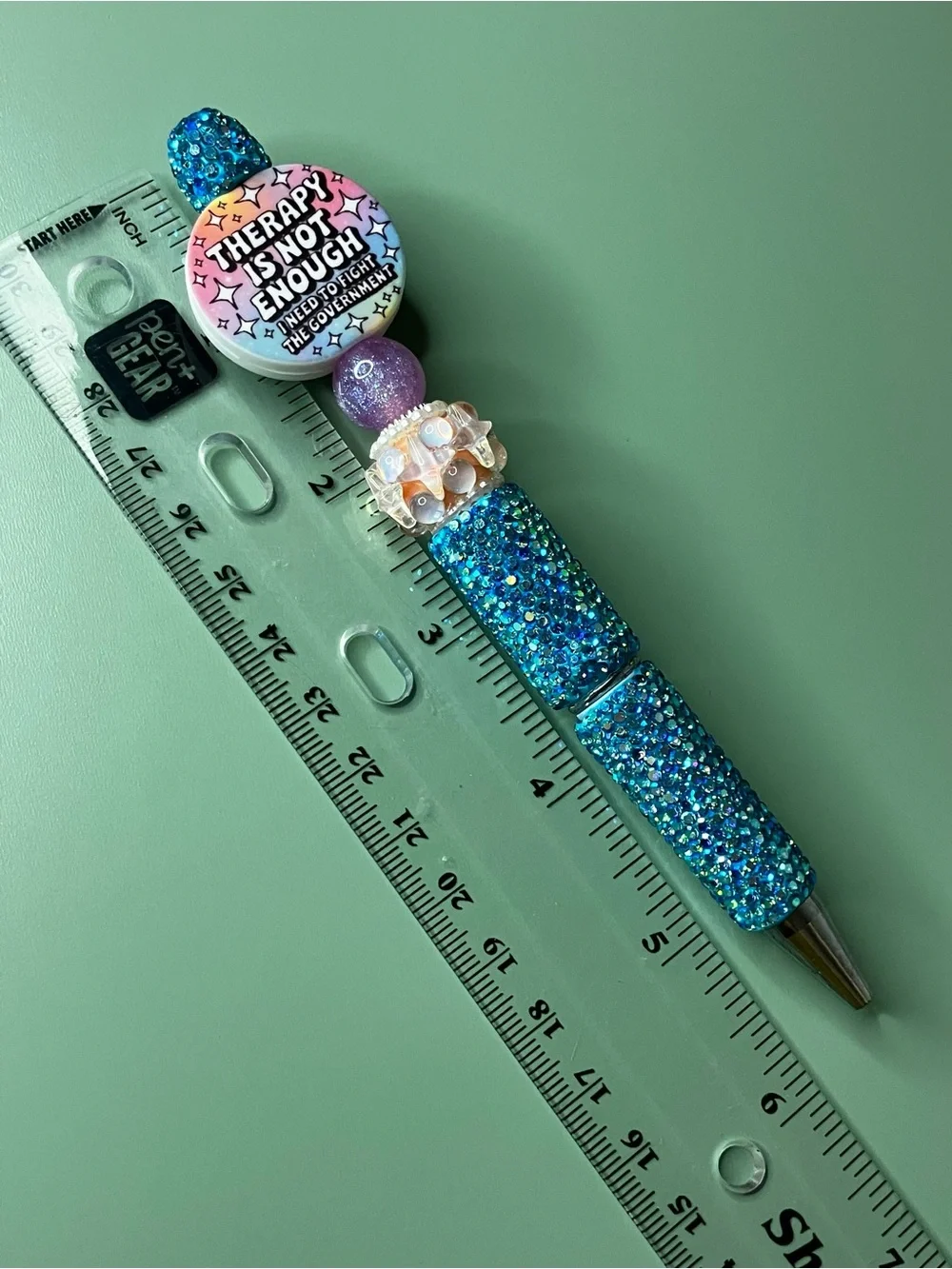 Therapy Is Not Enough… Sassy Funny Blue Rhinestone Handmade Beaded Pen